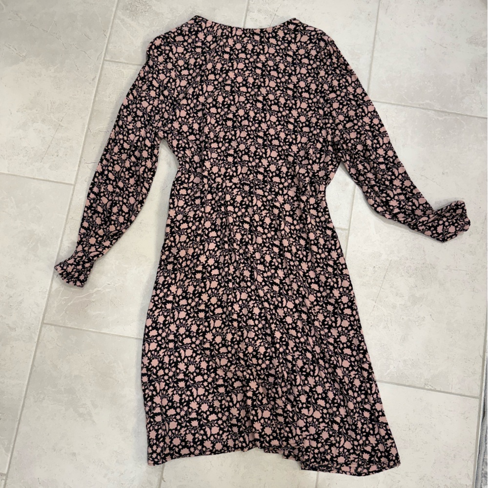Boden Black and Pink Floral Long Sleeve Dress - Picture 3 of 4
